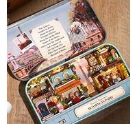 Stylebest Maison de Poupée en Bois à Monter Soi-même, Jouet Miniature avec Lumière LED pour Enfants, Cadeau d'anniversaire et de Noël, Sûr et écologique, 14.3x8.4x2.6cm (Q-012 Flâner dans Paris)