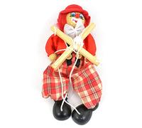 Stylebest Marionnette à Corde à Tirer de Clown Drôle, Jouets Artisanaux de Marionnette en Bois avec Bras et Jambes Mobiles, pour Cadeaux d'enfants, Jouet D'ornement de Noël pour bébé (Rouge)
