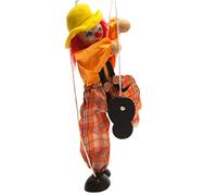 Stylebest Marionnette à Corde à Tirer de Clown Drôle, Jouets Artisanaux de Marionnette en Bois avec Bras et Jambes Mobiles, pour Cadeaux d'enfants, Jouet D'ornement de Noël pour bébé (Orange)