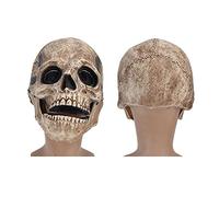 Stylebest Masque du Crâne Halloween, Masque de Cosplay de Chinage Mobile à Latex Doux au Latex, avec Conception de Discours de Squelette Vif, pour le Costume de Fête de Pâques de Noël (Jaune)