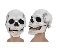 Stylebest Masque du Crâne Halloween, Masque de Cosplay de Chinage Mobile à Latex Doux au Latex, avec Conception de Discours de Squelette Vif, pour le Costume de Fête de Pâques de Noël (Blanc)