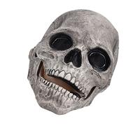 Stylebest Masque du Crâne Halloween, Masque de Cosplay de Chinage Mobile à Latex Doux au Latex, avec Conception de Discours de Squelette Vif, pour le Costume de Fête de Pâques de Noël (Gris foncé)