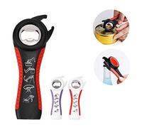 Stylebest Ouvre-boîte Manuel 5 en 1 Antidérapant, Ouvre-bouteille pour la Cuisine, Activités de Plein Air, Noir et Rouge, Paquet de 3