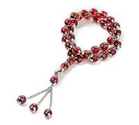 Stylebest Perles de Prière Musulmanes, 33 Bracelets Chapelet en Résine avec Arabe Allah Muhammad gravé, pour le Culte Musulman, Cadeaux Islamiques du Moyen- (rouge)