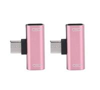 Stylebest Répartiteur de Convertisseur de Type C 2 en 1, Adaptateur de Chargeur Durable pour Téléphones Portables en Aluminium-Argent, Noir, Or, Rouge, Rose, 2 Pièces (Rose)