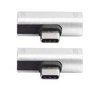 Stylebest Répartiteur de Convertisseur de Type C 2 en 1, Adaptateur de Chargeur Durable pour Téléphones Portables en Aluminium-Argent, Noir, Or, Rouge, Rose, 2 Pièces (Argent)