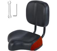 Stylebest Selle de Vélo Extra Large, Siège de Vélo rembourré en Mousse à Mémoire de Forme Confortable avec Suspension à Ressort en élastomère, Housse en Cuir Imperméable et Résistante au (Rouge)