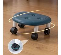 Stylebest Tabourets Roulants Ronds avec Revêtement en Simili Cuir pour Les Petits Espaces Compacts du Bureau à Domicile (Bleue)