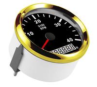 Stylebest Tachymètre Numérique pour Bateau de 85 Mm, Jauge LCD étanche 4000 Tr/min pour Bateaux, Yachts et Moteurs, Acier Inoxydable, Rétroéclairage Rouge (Cadre doré sur fond noir)