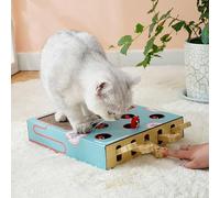 Stylebest Whack A Mole Cat Toy Portable Enrichissement Jeu Interactif 3 en 1 pour Chats D'intérieur Papier ondulé en Bois (5 Trous)