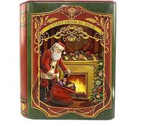 stylebox Boîte de conserve en forme de livre de Noël - Petite boîte en bois de Saint-Nicolas rouge/vert - Boîte décorative rétro de rangement, env. 15 x 6/8,5 x 17,5 cm, volume : 1,5 l
