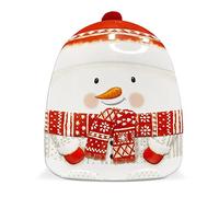 stylebox Boîte métallique en forme de bonhomme de neige avec bonnet - Boîte à biscuits - Boîte décorative rétro - Volume : 800 ml - Dimensions : 17,5 x 15 x 4 cm