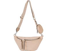 styleBREAKER 02012398 Lot de 3 sacs à bandoulière demi-lune pour femme avec bandoulière et motif, marron clair, Taille unique