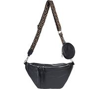styleBREAKER 02012398 Lot de 3 sacs à bandoulière demi-lune pour femme avec bandoulière et motif, Noir , Taille unique