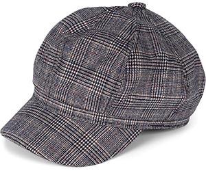 styleBREAKER 04023068 Bakerboy Casquette Plate pour Femme Motif à Carreaux Noir/crème Taille Unique