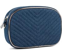 styleBREAKER Banane ou Sac à bandoulière pour Femmes Aspect Jeans avec Motif matelassé, Sac porté épaule, Banane 02012314, Couleur:Bleu foncé-Argent