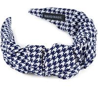 styleBREAKER Bandeau de cheveux pour femmes avec motif pied-de-poule dans une optique de ruché discret, bandeau de cheveux Pepita, ornement de cheveux 04027044, couleur:Bleu foncé-blanc