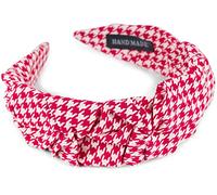 styleBREAKER Bandeau de cheveux pour femmes avec motif pied-de-poule dans une optique de ruché discret, bandeau de cheveux Pepita, ornement de cheveux 04027044, couleur:Rouge-blanc