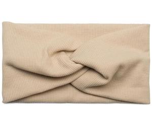 styleBREAKER Bandeau femme maille côtelée,Beige | Bandeau nœud torsadé, 100 % polyester, élastique (55-59 cm), largeur 9 cm, lavage délicat 30 °C.