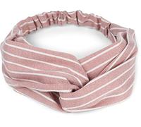 styleBREAKER Bandeau pour femmes avec un motif à fines rayures, un nœud torsadé et un cordon élastique, serre-tête, pin-up, rockabilly 04026038, couleur:Vieux rose-