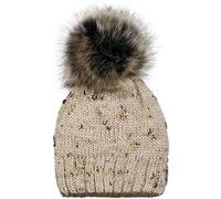 styleBREAKER Bobble Hat en Tricot pour Femmes avec Fil à Paillettes et Doublure Polaire, Bobble Hat d'hiver 04024178, Couleur:Beige