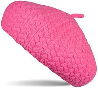 styleBREAKER Bonnet Basque Femme en Maille Fine avec Motif tressé, Hiver, béret, béret français 04024201, Couleur:Rose