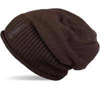 styleBREAKER Bonnet Beanie Chaud en Maille Fine avec Doublure Laine Polaire Toute Douce, Unisexe 04024065, Marron foncé