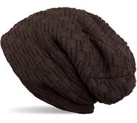styleBREAKER Bonnet Beanie Chaud en Maille Fine avec Motif tressé et Doublure Laine Polaire Toute Douce, Unisexe 04024058, Couleur:Marron foncé