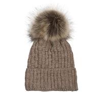 styleBREAKER Bonnet en Maille avec Pompon Unisexe, avec Motif tressé et Doublure en Polaire, Bonnet d'hiver avec Un Pompon en Fausse Fourrure, fabriqué en Pologne 04024171, Couleur:Marron chiné