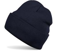 styleBREAKER Bonnet Enfant en Tricot à Large Bord, Bonnet Fin Tricoté Double pour Enfants de 2 à 5 Ans 04024030, Couleur:Marine