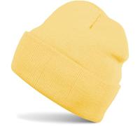 styleBREAKER Bonnet Enfant en Tricot à Large Bord, Bonnet Fin Tricoté Double pour Enfants de 2 à 5 Ans 04024030, Couleur:Jaune Bouton d'or