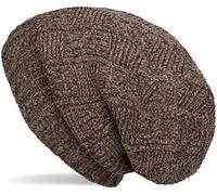 styleBREAKER Bonnet Mou en Maille en Fil Chenille avec Motif tressé à Effet Damier et Doublure en Polaire, Unisexe 04024159, Couleur:Marron