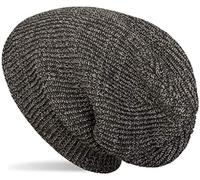 styleBREAKER Bonnet Mou Unisexe en Maille Fine chinée avec Une Doublure intérieure en Polaire, Bonnet Long, Beanie 04024153, Couleur:Gris-Beige