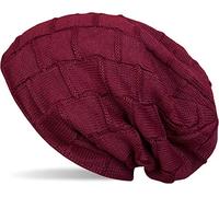 styleBREAKER Bonnet tricoté Beanie en Laine Fine Chaude avec Un Motif tressé et Une Doublure intérieure Polaire très Douce, Unisexe 04024096, Couleur:Bordeaux-Rouge
