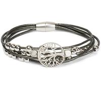 styleBREAKER Bracelet avec Fins Rubans, Pendentif Arbre de Vie et Perles décoratives, Fermeture magnétique, Parure de Bras, Bijou, Femmes 05040135, Couleur:Gris Antique