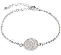 styleBREAKER Bracelet coulissant avec décoration ronde décorée de strass, chaîne forçat, fermoir à mousqueton, bijou, femmes 05040145, couleur:Argent