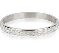 styleBREAKER Bracelet jonc femme acier inoxydable strass,Argent