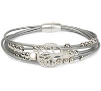 styleBREAKER Bracelet multi-tours femme arbre de vie perles,Argent