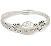 styleBREAKER Bracelet multi-tours femme arbre de vie perles,Blanc