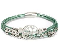 styleBREAKER Bracelet multi-tours femme arbre de vie perles,Menthe