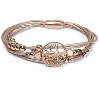 styleBREAKER Bracelet multi-tours femme arbre de vie perles,Or rose