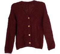styleBREAKER Cardigan en Tricot Boucle pour Femme, avec Patte de Boutonnage, Cardigan uni, Gilet en Tricot Bouclette, Taille Unique 08010081, Couleur:Bodeaux-Violet
