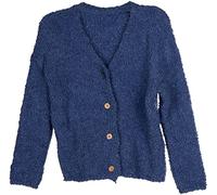 styleBREAKER Cardigan en Tricot Boucle pour Femme, avec Patte de Boutonnage, Cardigan uni, Gilet en Tricot Bouclette, Taille Unique 08010081, Couleur:Bleu Royal