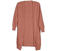 styleBREAKER Cardigan pour Femmes en Grosse Maille avec Poches plaquées, Gilet sans Fermeture, Manteau Long, Taille Unique 08010064, Couleur:Vieux Rose-
