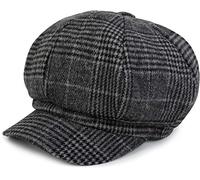 styleBREAKER Casquette Bakerboy pour Femmes avec Motif à Carreaux Glencheck, Casquette Ballon, Casquette Newsboy, Casquette Plate 04023060, Couleur:Gris-Noir