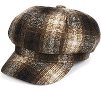 styleBREAKER Casquette Ballon pour Dames en Optique à Carreaux, Casquette à Pointe à Carreaux Style Vintage, Casquette coulissante Bakerboy, Casquette Newsboy 04023077, Couleur:Marron-Beige