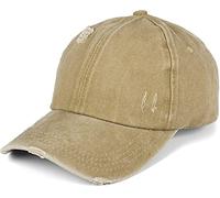 styleBREAKER Casquette Baseball pour Femmes avec Queue de Cheval, Look usé déchiré, Couleur Unie, Fermeture à Scratch, Bande croisée, Ajustable en Coton, Style décontracté été, Boue
