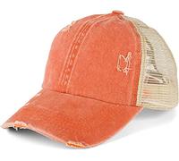 styleBREAKER Casquette Baseball Queue de Cheval Femme Look usé 6 pans | Casquette filet respirant, effet usé, franges. Élastique pour queue de cheval. Fermeture scratch (54-59 cm).