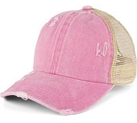 styleBREAKER Casquette Baseball Queue de Cheval Femme Look usé 6 pans | Casquette filet respirant, effet usé, franges. Élastique pour queue de cheval. Fermeture scratch (54-59 cm).