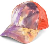 styleBREAKER Casquette de Baseball Queue de Cheval pour Femme en Look Batik avec Insert en Maille, Bas de Caisse, Ajustable 04023081, Couleur:Violet-Rose-Orange